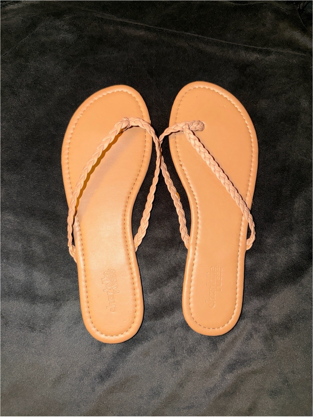 Charlotte Russe Braided Strap Tan Flip Flop Sandals